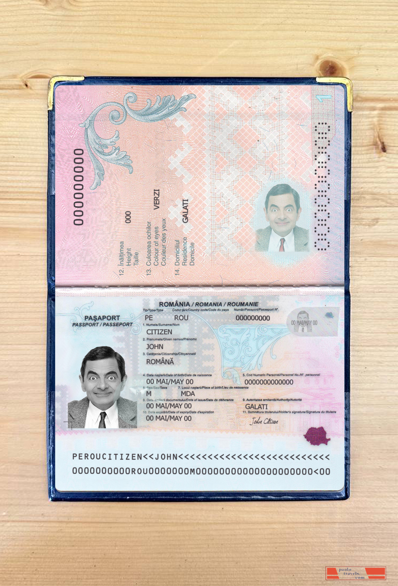 Romania passport 2021 present photolook PSD template